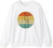 [Generic] Vintage Arcade Machine Design Retro Sunset Gamer Aesthetic 80s Sweatshirt for Adults Crew Neck Long Sleeve Pullover