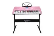 Karrera 61 Keys Electronic LED Piano Keyboard with Stand - Pink