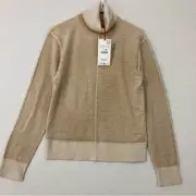 New Zara SRPLS Tan/Camel Cowl Neck 100% Wool Light Sweater Large