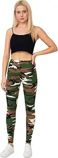 [STAR FASHION] Ladies Printed Stretchy Viscose Full Length Leggings Womens Elasticated Waist Pants Soft Comfortable Fit Sizes 8-26
