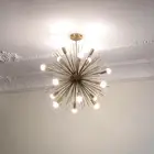 16 Lights Mid Century Modern Brass Chandelier Ceiling Light Fixture Vintage