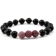Lava Stone Bracelet - Black Red