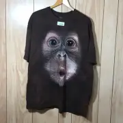 The Mountain Brown Tie Dyed Monkey Face Crew Neck Short Sleeve T-shirt XL