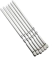 qwmvhfg， Kebab Skewers, Barbecue Supplies Wide BBQ Sticks 6Pcs Outdoor Camping Picnic Flat BBQ Fork BBQ Utensil