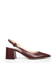 Burgundy Leather Slingback Pumps