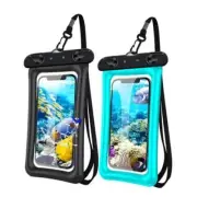 2 Pack Waterproof Floating Phone Pouch IPX8 Floatable Waterproof Blue+Black