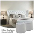 (Linen)2 Sets American Small Hole Crook Frame Fabric Lampshade Table Lamp Flo