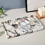 Denique Natural Marble Tray for Bathroom Countertop, Vanity Tray Stone Storage Tray for Home Decor, 12"x8" Genuine Calacatta Viola Marble Bathroom Tray for Kitchen Dresser