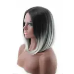 BLACK GRADIENT GRAY WIG MID LONG NATURAL STRAIGHT HAIR NO BA