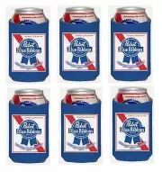 PABST BLUE RIBBON PBR 6 BEER CAN WRAP COOLERS KOOZIE COOLIE HUGIE NEW