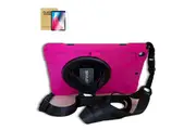 StylePro, iPad Pro 11" shockproof case + tempered glass screen protector, hand strap, shoulder strap & rotating stand, pink