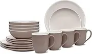 [Noritake] ColorTrio 16-Piece Set, Coupe in Brown/Clay/White, Multicolor