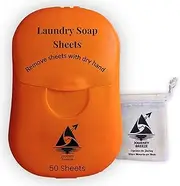 Travel Laundry Detergent Sheets - Portable, and Efficient, Great for Cruises, Camping, Glamping, Backpacking, Dorms, Hotel and Other Travel, Compact and Convenient Size 50-count