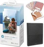 [HP] Sprocket Studio Plus 4x6 WiFi Printer Printing from Your iOS & Android Device - Starter Bundle: Includes 108 Sheets and 2 Cartridges, Sticker Frame, Photo Album