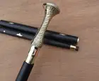 Antique Solid Long Plated Designer New Cane Inlay Wooden walking stick Style