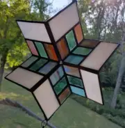 3-D Stained Glass Suncatcher Spinner Handmade One Of A Kind