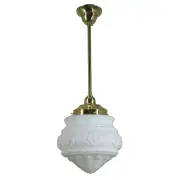 Premier Opal Matt 8&quot; Shade w 1/2&quot; x 1/2m Brass Rod Pendant