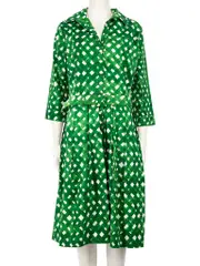 Green Printed Pattern Midi Dress