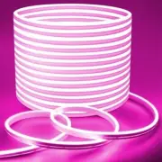 LED Neon Rope Strip Lights Flexible, 0.65in/Cut, DIY Waterproof 24V 32.8Ft Pink