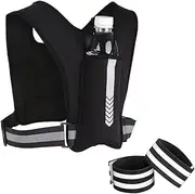 DZOZO Running Vest Phone Holder Jogger Phone Holder Reflective Running Vest Running Chest Pouch Bag for Phone Running Phone Holder with Water Bottle Pocket Running Phone Holder Vest