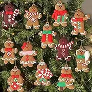 12pcs Gingerbread Man Ornaments for Christmas Tree Assorted Plastic Gingerbread Figurines Ornaments for Xmas Tree Hanging Party Ornaments DIY Decor (7.5cm Tall)
