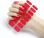 Gel Nail Stickers 16 Pieces Semi-Cured UV/Led Lamp Gel Polish Adhesive Long Lasting Full Cover Nail Wraps (CK_155)