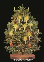 German Embossed Vintage Style Scrap Die Cut-Large Christmas Tree & Toys BK5156