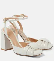 [Gianvito Rossi] Gianvito Rossi Draped Bow 90 patent leather pumps AU 4.5 white