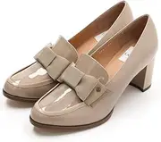LANVIN en Bleu(ランバン オン ブルー) Lanvin on Blue 2846 Women's Loafers Ribbon Motif Heel Up Loafers, Oak Enamel, 22.5 cm