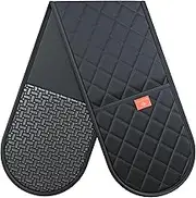 Black Oven Gloves Heat Resistant by Kiyotsu: Premium, Double Quilted Protection for Your Kitchen