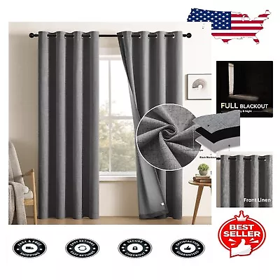 Thick Blackout Curtain Panels - Noise Reducing & Thermal Insulated Drapes Set