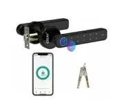 Smart Door Lock 4 in 1 Fingerprint, Keypad Lock on Handle, Keys & WiFi App Lock