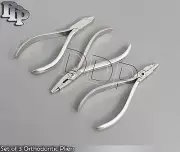 Set of 3 Orthodontic Pliers - Omega Loop, Tweed Pliers & Bird Beak Pliers Dental