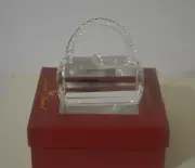 LUCIEN PICCARD CRYSTAL GLASS HANDBAG PAPERWEIGHT IN BOX