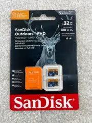 New SanDisk Outdoors PLUS 32GB MicroSDHC UHS-2 Memory Cards with Adapters