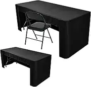 Nasitos 2 Pack Black Tablecloth 6 Foot-Open Back Fitted Tablecloth Rectangle Table, Washable Fabric Trade Show Table Cover for Craft Show, Display, Parties, Wedding, Events