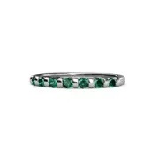 TriJewels Round Emerald 7 Stone Stackable Wedding Band in 14K Gold JP:100658