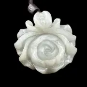 Grade A Burma Jadeite Light Green "Blooming Flower" Pendant Symbol of Prosperity