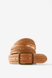 [Cotton On Men] Cotton On Men - Snake Bite Braided Belt - Tan/burnished gold S/M TAN/BURNISHED GOLD