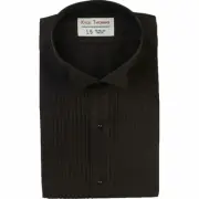 Men's Black Tuxedo Shirt 1/4" Pleats Wing Collar Kyle Thomas