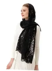 Women Rectangular Chapel Veil Scarf Catholic Church Veils Mantilla Wrap Black