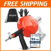 Professional-Quality 50 FT Drain Snake with Easy Drill Attachment & Instructions
