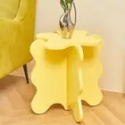 (Yellow)Flower Coffee Table Wooden Rounded Edges Stable Small Coffee AU