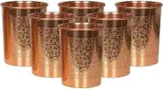 INDIAN MODERN ART 00% Pure Copper Water Drinking Glass – Set of 12 (300ml Each)