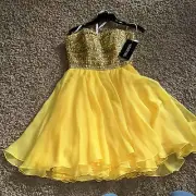NWT Sherri Hill Dress 11028 Size 4 Yellow