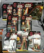 Star Wars Episode I CommTech Reader and 7 Action Figures Jar Jar Qui-Gon Jinn