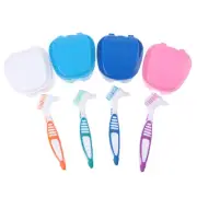 Denture Box and Brush set retainer cleanning denture case brush toothbr In !QU