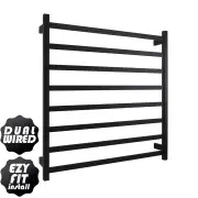 EZY FIT Heated Towel Rail - Flat Tube - Dual Wired - (W900mm x H920mm) - Matte Black