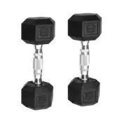 Dumbbell Pair Barbell Set 8Lb Coated Rubber Hex Home Gym Weight Lifting Training