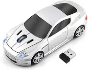 ECOiNVA Wireless Sports Car Mouse Laptop Computer Optical Mouse Desktop 2.4GHz PC Office Mouse for MD (Silver)